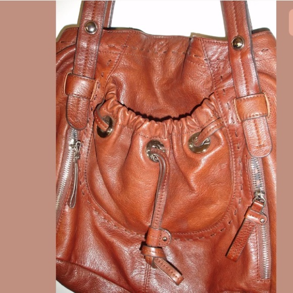 B Makowsky Tan Brown Large Leather Shoulder Bag - Picture 6 of 8